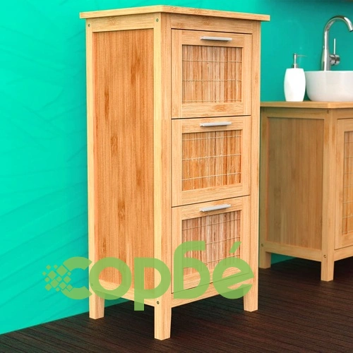 EISL Шкаф за баня с 3 чекмеджета, бамбук, 30x42x82 см ➤ топ цена ➤ sorbe.bg