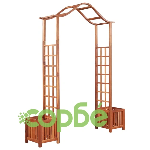 Градинска арка с плантер, акация масив, 180x40x218 cм ➤ топ цена ➤ sorbe.bg
