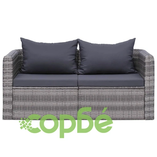 2 бр градински ъглови дивана, сиви, полиратан ➤ топ цена ➤ sorbe.bg