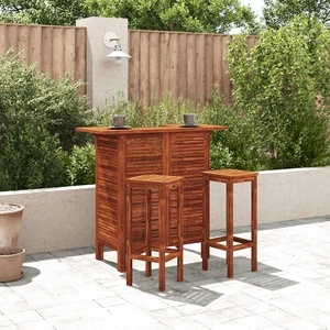 Комплект бар маса и столове, 3 части, акациево дърво масив