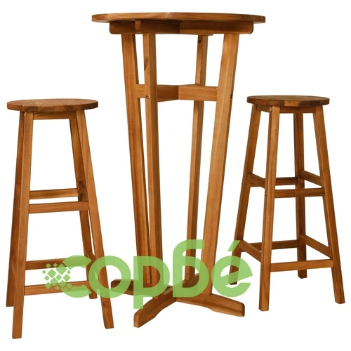 Бар комплект от 3 части, акациево дърво масив ➤ топ цена ➤ sorbe.bg