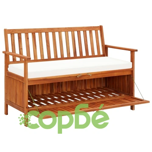 Градинска пейка за съхранение, акация масив, 120x63x84 cм ➤ топ цена ➤ sorbe.bg