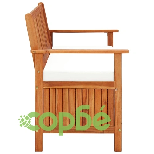 Градинска пейка за съхранение, акация масив, 120x63x84 cм ➤ топ цена ➤ sorbe.bg