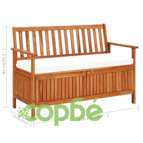 Градинска пейка за съхранение, акация масив, 120x63x84 cм ➤ топ цена ➤ sorbe.bg