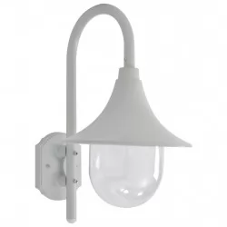 Градинска стенна лампа, E27, 42 см, алуминий, бяла