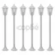 Градински стълбове, 6 бр, E27, 110 см, алуминий, бели