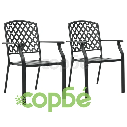 Стифиращи външни столове, 2 бр, стомана, антрацит ➤ топ цена ➤ sorbe.bg