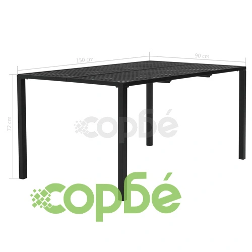 Градински трапезен комплект, 7 части, стомана, черен ➤ топ цена ➤ sorbe.bg