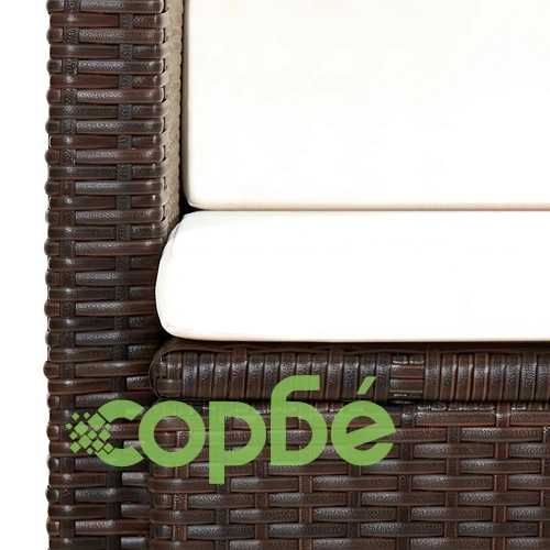 2-местен градински диван с възглавници, кафяв, полиратан ➤ топ цена ➤ sorbe.bg