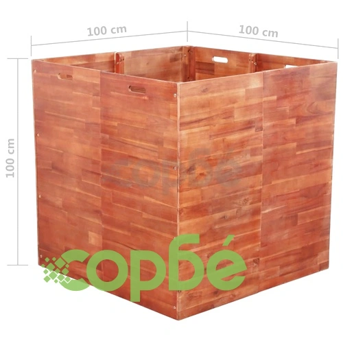 Градинска повдигната леха, акациево дърво, 100x100x100 см ➤ топ цена ➤ sorbe.bg