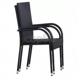 Стифиращи външни столове, 2 бр, полиратан, черни