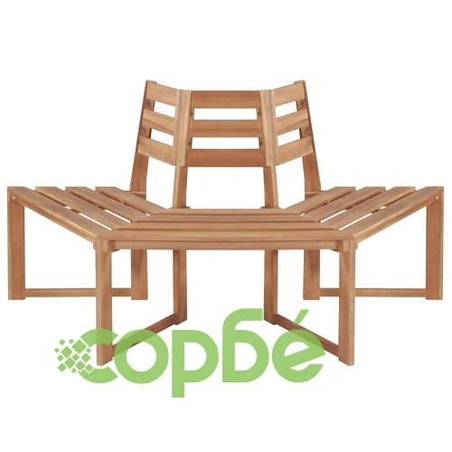 Пейка около дърво, полушестоъгълна, 160 cм, акация масив ➤ топ цена ➤ sorbe.bg