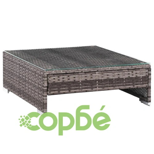 Градински комплект с възглавници, 7 части, полиратан, сив ➤ топ цена ➤ sorbe.bg