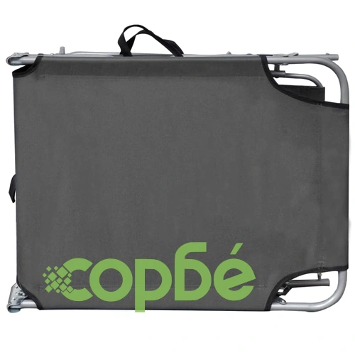Сгъваем шезлонг със сенник, стомана, сив ➤ топ цена ➤ sorbe.bg