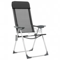 Сгъваеми къмпинг столове, 2 бр, черни, алуминий