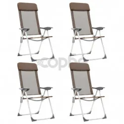 Сгъваеми къмпинг столове, 4 бр, кафяви, алуминий