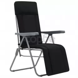Сгъваеми градински столове с възглавници, 2 бр, черни