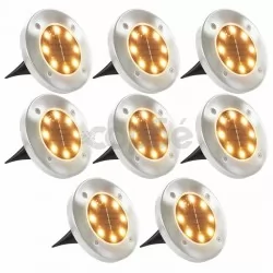 Соларни градински лампи, 8 бр, LED топла бяла светлина