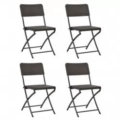 Сгъваеми градински столове, 4 бр, HDPE и стомана, кафяви
