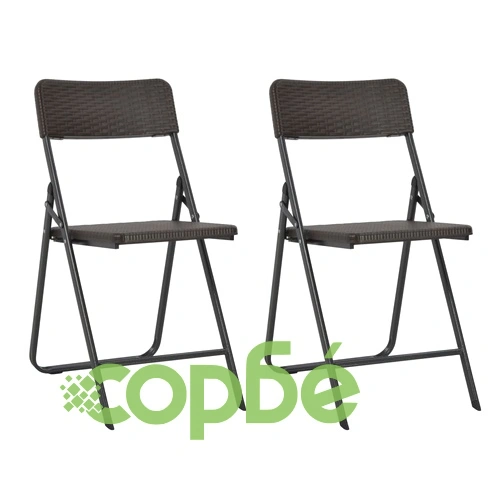 Сгъваем бистро комплект, 3 части, HDPE, кафяв, ратанов вид  ➤ топ цена ➤ sorbe.bg