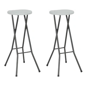 Сгъваеми бар табуретки, 2 бр, HDPE и стомана, бели