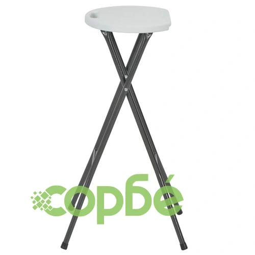 Сгъваеми бар табуретки, 2 бр, HDPE и стомана, бели ➤ топ цена ➤ sorbe.bg