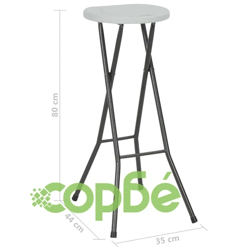 Сгъваеми бар табуретки, 2 бр, HDPE и стомана, бели ➤ топ цена ➤ sorbe.bg
