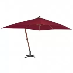 Градински чадър чупещо рамо и дървен прът 400x300 см бордо