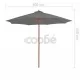 Градински чадър с дървен прът, 300 см, антрацит