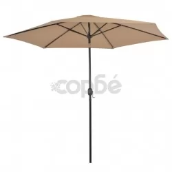 Градински чадър с метален прът, 300 см, таупе