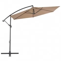 Градински чадър с чупещо рамо и алуминиев прът, 300 см, таупе
