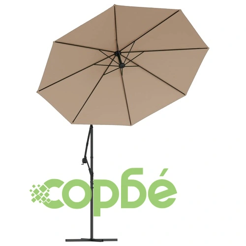 Конзолен градински чадър с LED и стоманен стълб 300 см таупе ➤ топ цена ➤ sorbe.bg