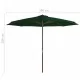 Градински чадър с дървен прът, 350 см, зелен