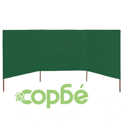 Параван против вятър от 3 панела, текстил, 400x120 см, зелен ➤ топ цена ➤ sorbe.bg