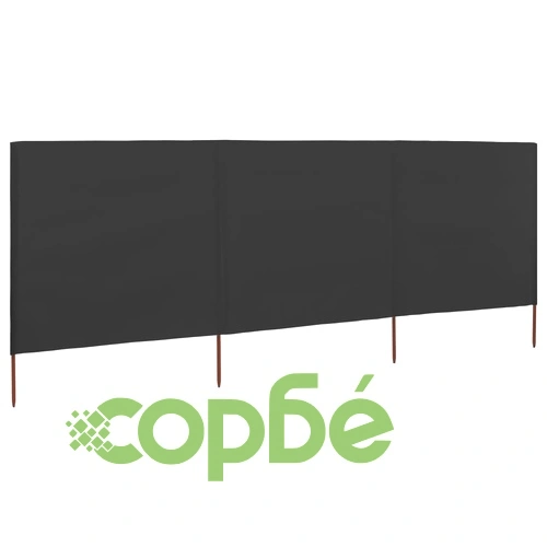 Параван против вятър от 3 панела, текстил, 400x120 см, антрацит ➤ топ цена ➤ sorbe.bg