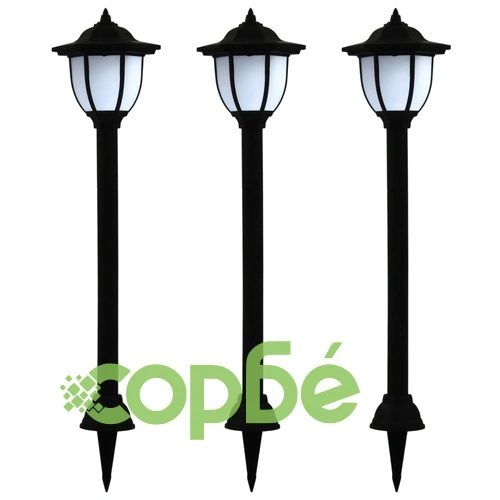 Градински соларни лампи, 3 бр, LED, черни ➤ топ цена ➤ sorbe.bg