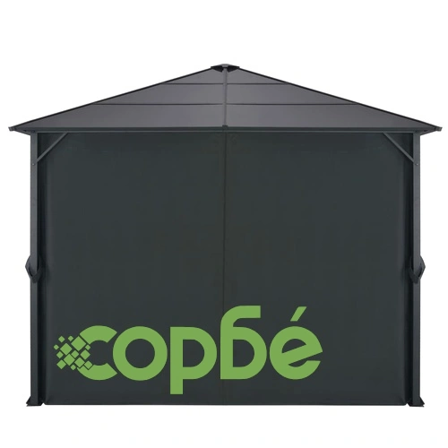 Шатра с пердета, алуминий, 3x3 м, черна ➤ топ цена ➤ sorbe.bg
