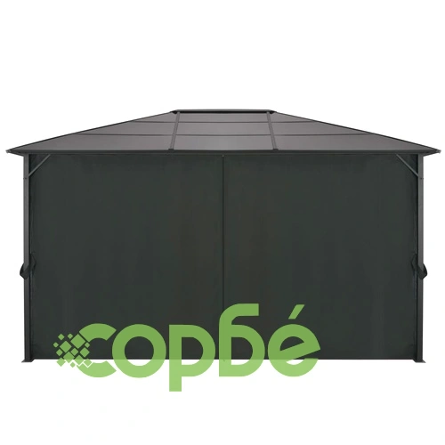 Шатра с пердета, алуминий, 4x3x2,6 м, черна ➤ топ цена ➤ sorbe.bg