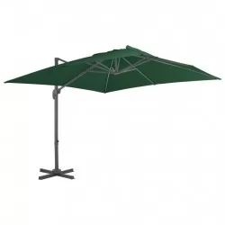 Градински чадър чупещо рамо с алуминиев прът 400x300 см зелен