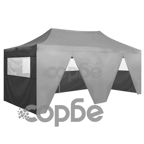Сгъваема pop-up парти шатра със странични стени 3x6 м антрацит ➤ топ цена ➤ sorbe.bg