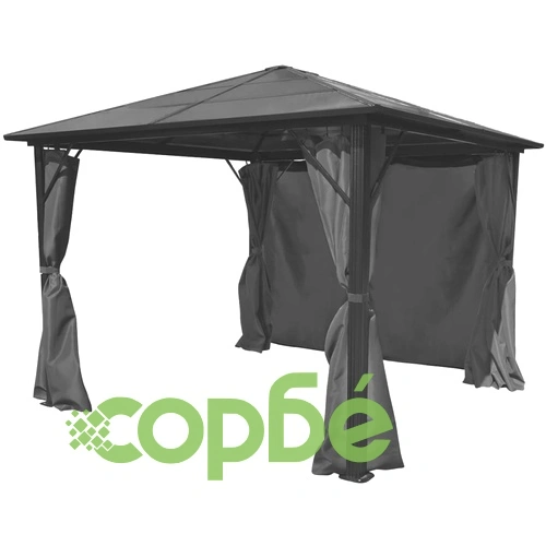 Шатра със завеси, антрацит, алуминий, 300х300 см ➤ топ цена ➤ sorbe.bg