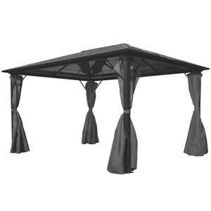 Шатра със завеси, антрацит, алуминий, 400х300 см