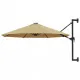 Чадър за монтаж на стена с метален прът, 300 см, таупе