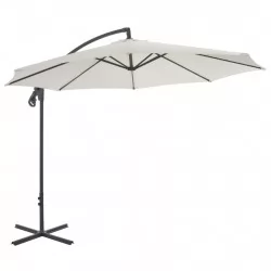 Градински чадър чупещо рамо и стоманен прът 300 см пясъчен