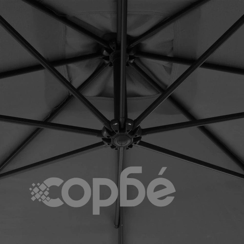 Конзолен градински чадър със стоманен прът 300 см антрацит ➤ топ цена ➤ sorbe.bg