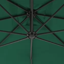 Градински чадър чупещо рамо и стоманен прът 250x250 см зелен