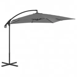 Градински чадър чупещо рамо и стоманен прът 250x250 см антрацит