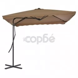 Градински чадър със стоманен прът, 250x250 см, таупе
