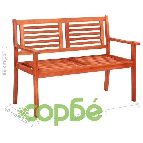 2-местна градинска пейка, 120 cм, евкалиптово дърво масив ➤ топ цена ➤ sorbe.bg