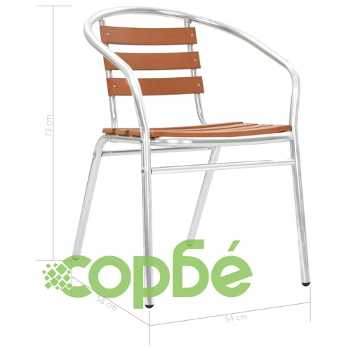 Стифиращи градински столове, 4 бр, алуминий и WPC, сребристи ➤ топ цена ➤ sorbe.bg